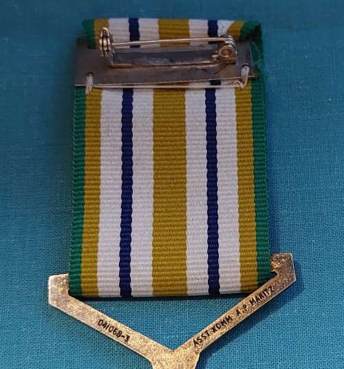South African Police Medal - Star for Outstanding Service - * Named * Silver Gilt * Full Size *
