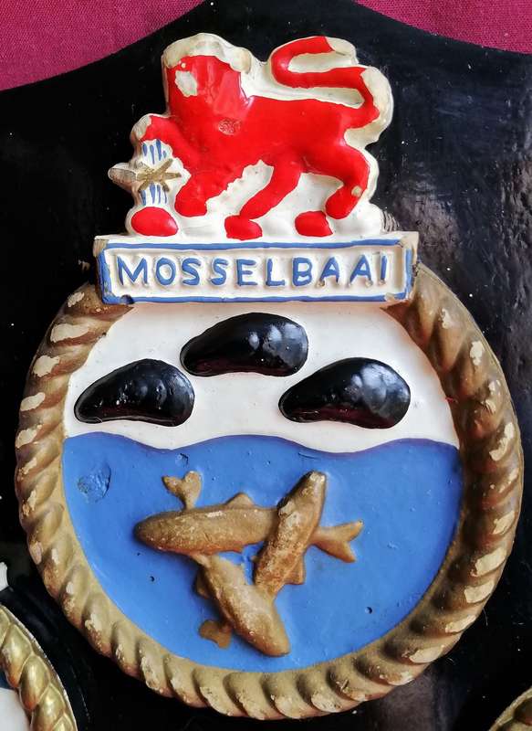Naval Plaques - 4 Mounted  (Coat of Arms)-Made from Plaster of Paris mounted on wood plaque & shield