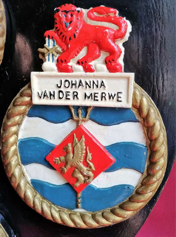 Naval Plaques - 4 Mounted  (Coat of Arms)-Made from Plaster of Paris mounted on wood plaque & shield