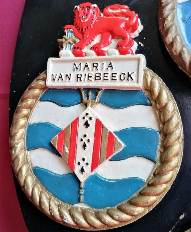 Naval Plaques - 4 Mounted  (Coat of Arms)-Made from Plaster of Paris mounted on wood plaque & shield