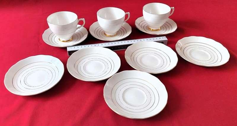 Queen Anne Bone China  - 22 piece White Tea Set with Gilt Trimming & Edging