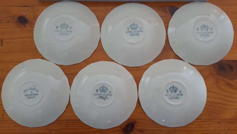 Antique "Old Chelsea Ivy Evergreen Pattern" Johnson Bros. Demitasse 15 Piece Coffee Set