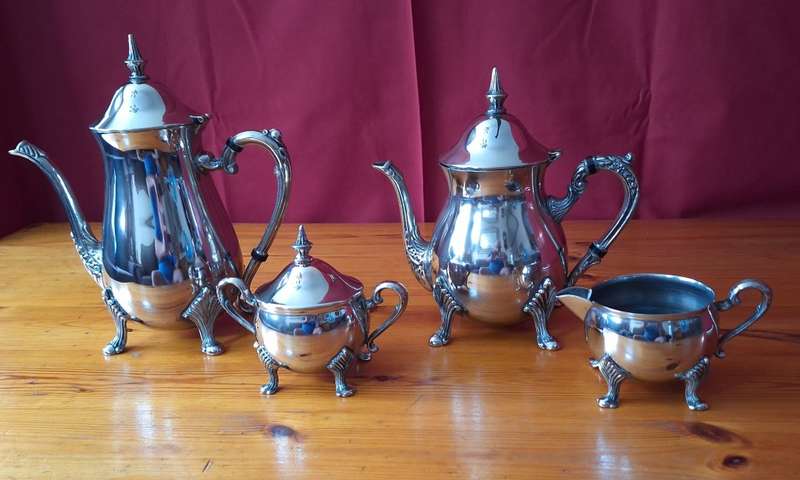 Vintage Silver Plated- Footed Coffee & Tea Set - Sheridan Tauton Silversmiths Ltd