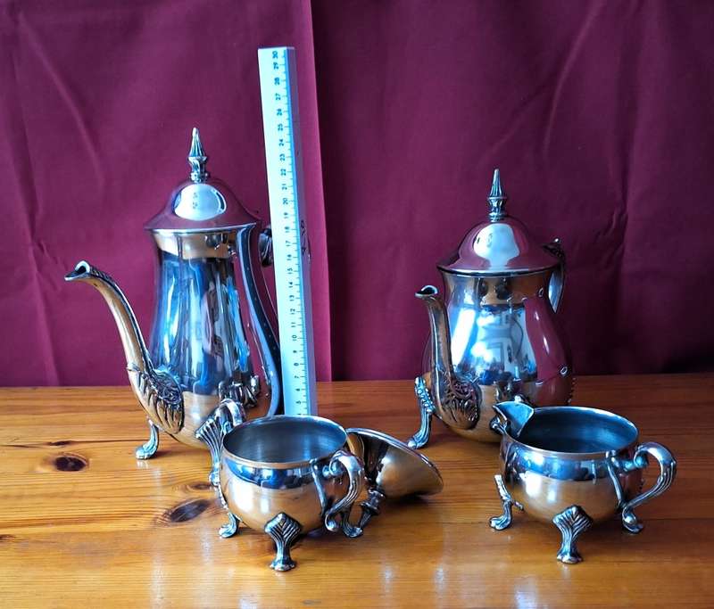 Vintage Silver Plated- Footed Coffee & Tea Set - Sheridan Tauton Silversmiths Ltd