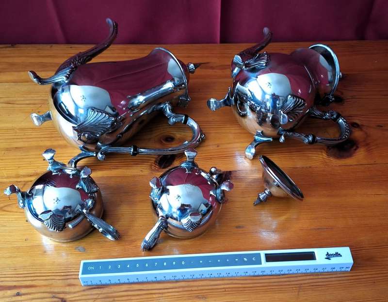 Vintage Silver Plated- Footed Coffee & Tea Set - Sheridan Tauton Silversmiths Ltd
