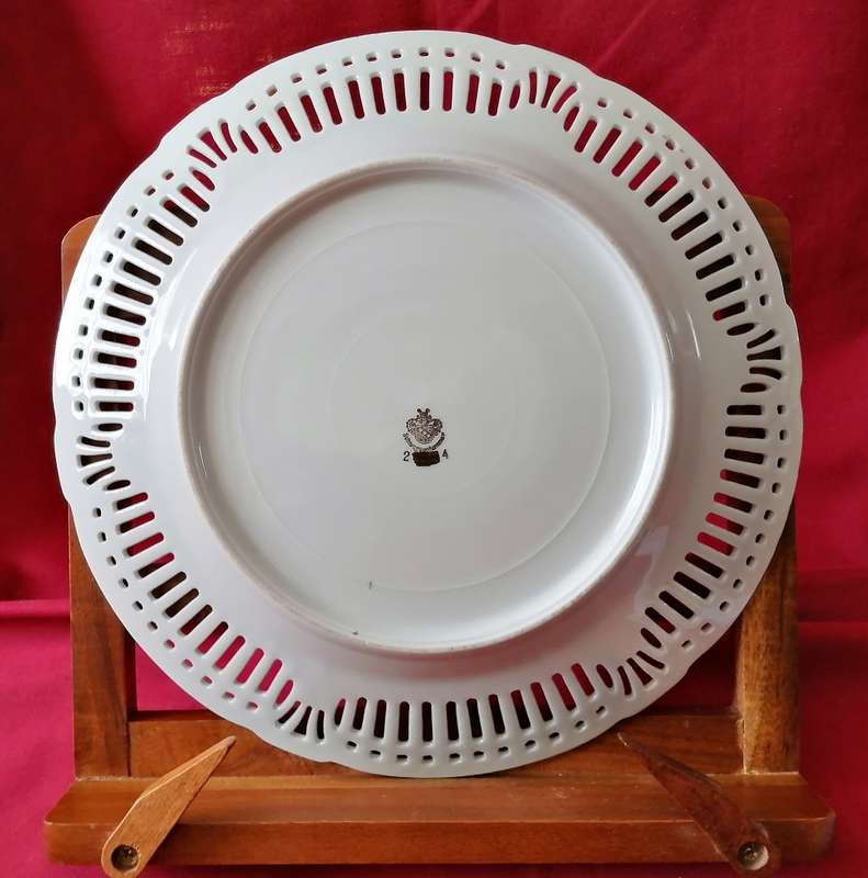 Vintage Reticulated Porcelain "Decorative Plate" with canine motifs -