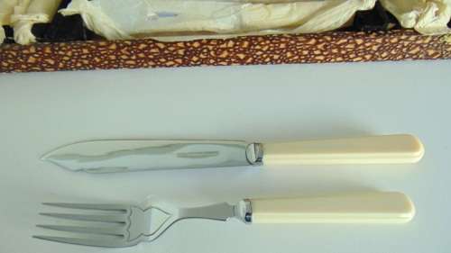 Sheffield chrome stainless fish knife & fork set