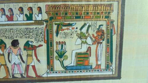Egyptian papyrus in floating glass frame
