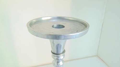 Two Tall Pewter Candle Sticks 31cm(h)