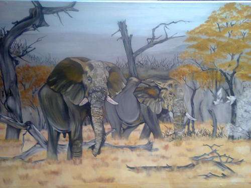 A VERY HUGE PAINTING FROM AN UP COMING ARTIST ZWELI TSHUMA