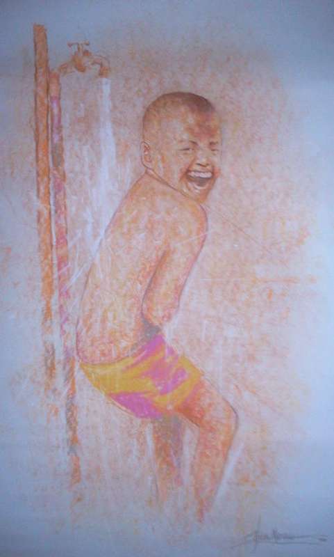 JERY LION PASTEL ON PAPER UNFRAMED