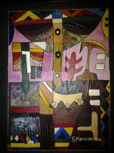 WOW A VERY COLLECTORES ITEM,SPEELMAN MAHLANGU OIL ON BOARD.