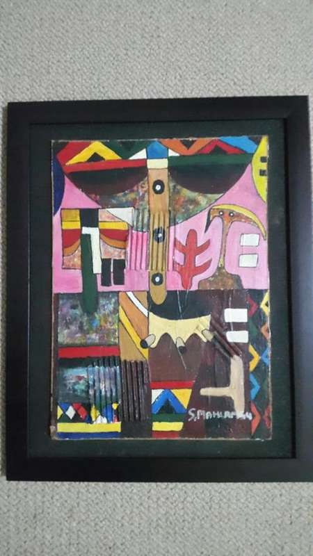 SPEELMAN MAHLANGU OIL ON BOARD FRAMED