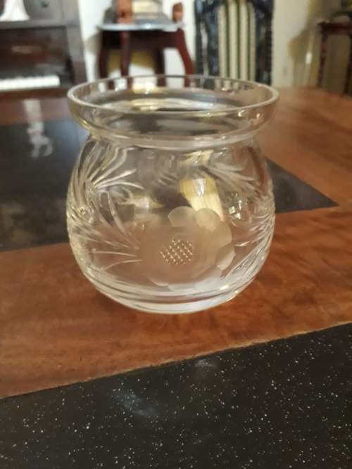 Beautiful Rose Cut Crystal Sugar Bowl, No Lid