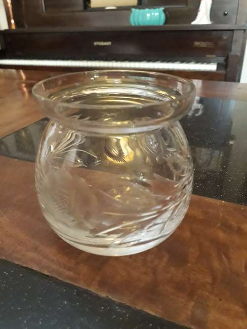 Beautiful Rose Cut Crystal Sugar Bowl, No Lid