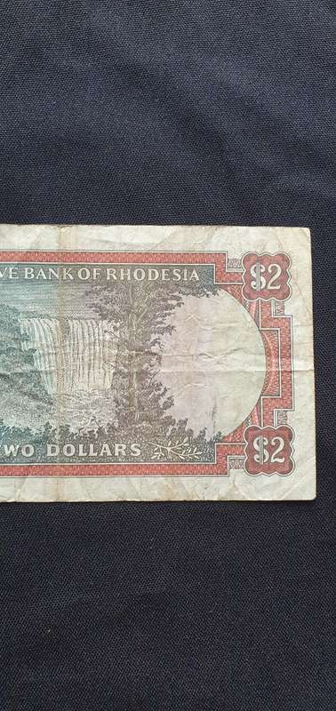 Rhodesian 2 Dollor Bank Note 1975