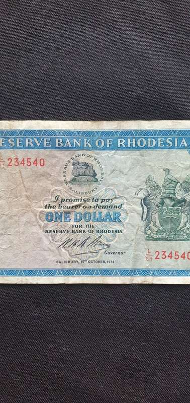 Rhodesian 1 Dollar Bank Note 1976
