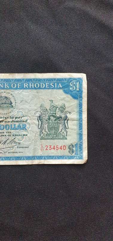 Rhodesian 1 Dollar Bank Note 1976
