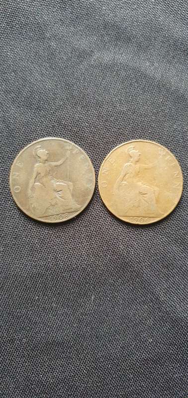 1906,1908 One Penny Coin