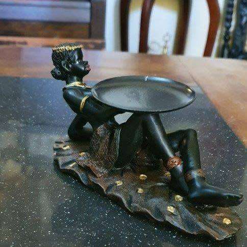 Ornamental African Lady resin Candle Stand