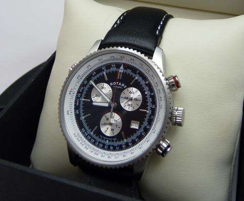 Brand New Rotary Chronospeed Genuine Leather Strap Slide Rule Watch GS03448/04 - FREE POSTAGE