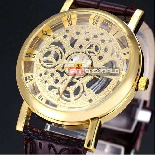 Mens Skeleton watch Quarts watch - Buy One Get One Free (Silver and gold)