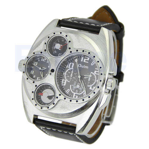 Mens OULM BIG DADDY Collection Leather Band Quartz Analog Wrist Watch