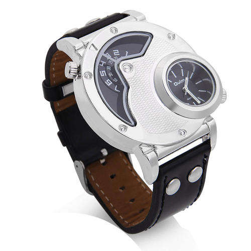 Mens OULM BIG DADDY Collection Leather Band Quartz Analog Wrist Watch