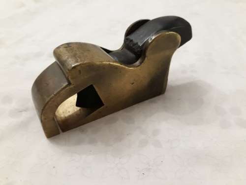 Very rare, antique brass bull nose plane, Ebony wedge