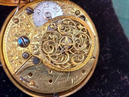 Stunning pair case 1700`s Verge Fusee pocket watch gold plated