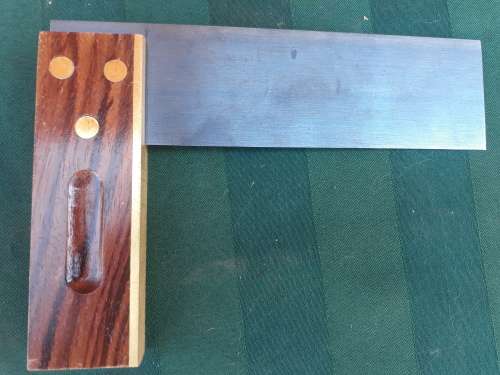 Rosewood handled blued steel square