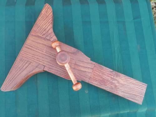 Vintage Oak dovetailed saw sharpening clamp with leather lined jaws