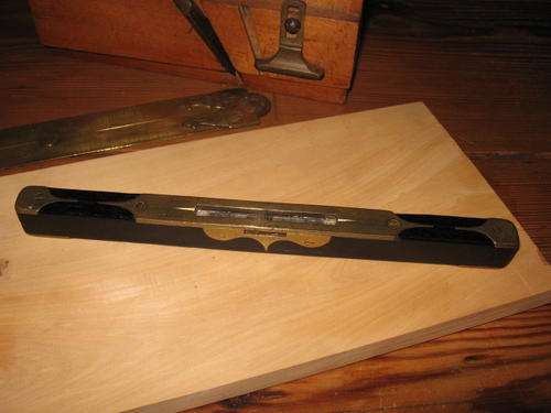 LOVELY ANTIQUE BUIST EBONY AND BRASS SPIRIT LEVEL