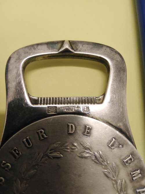 Charles Christofle 1805 - 1863 Heavy Silver Plated Medallion Bottle Opener
