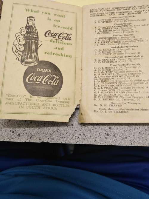 The Springboks in Australia and New Zealand 1956. Very Scarce small booklet given out by Coca-Cola .