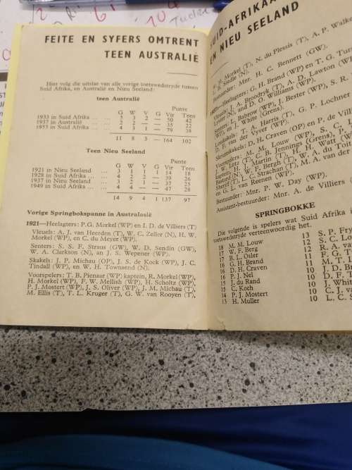 The Springboks in Australia and New Zealand 1956. Very Scarce small booklet given out by Coca-Cola .