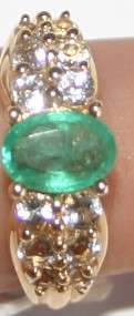 **R7000.00** Solid 14K Yellow Gold with oval cut Genuine apple green Emeralds & Aquamarines