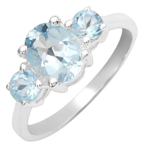 Stylish Brand New Three-stone Ring With 2.30ctw Genuine Topazes 925 Sterling silver- Size 7