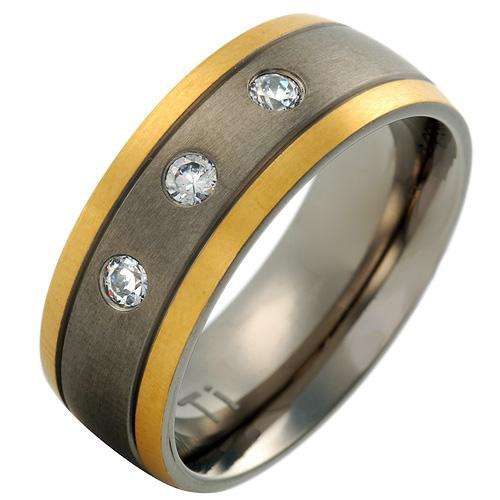 *R1950* Dazzling Brand New Gentlemens Band Ring With 0.60ctw Cubic zirconia Well Made in Titanium 11