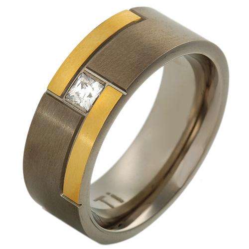 *R1950* Attractive Brand New Gentlemens Band Ring With Cubic zirconia,Titanium Size 10.