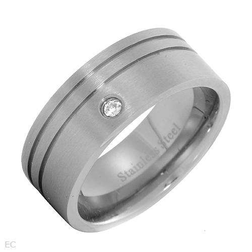 Dazzling Brand New Gentlemens Band Ring With Cubic zirconia Beautifully Crafted in Stainless steel.8