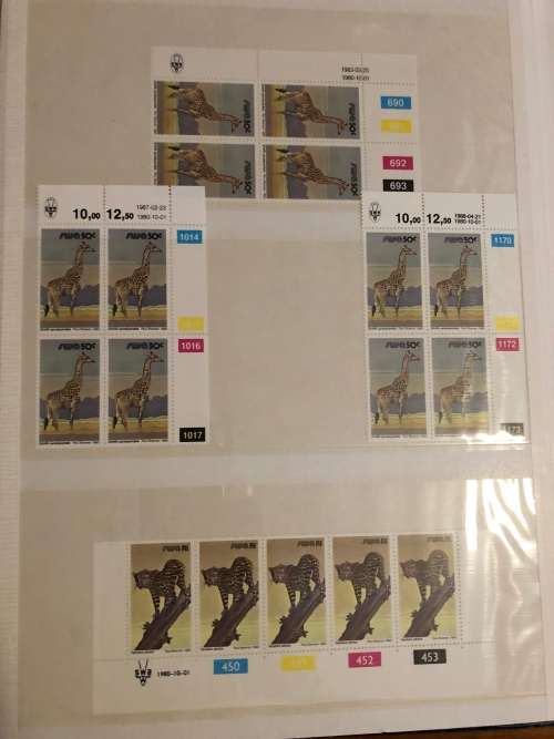 South West Africa Animal definitive control blocks in stock book