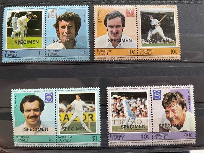 Tuvalu- cricket -SPECIMEN overprint