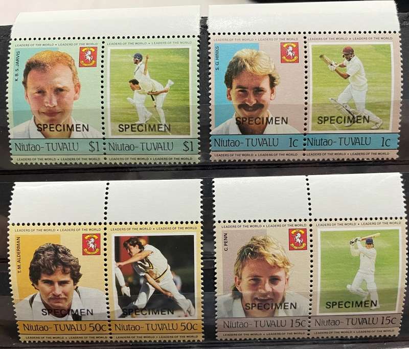 Tuvalu- cricket -SPECIMEN overprint