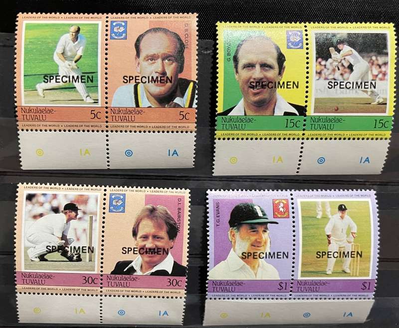 Tuvalu- cricket -SPECIMEN overprint