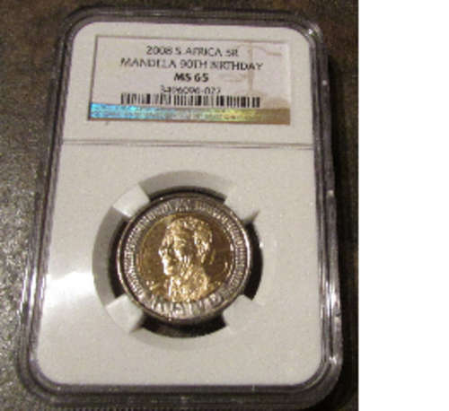 Fantastic grade NGC MS65 Mandela 90th Birthday. Do not lose out only 3 get yours while stocks last.