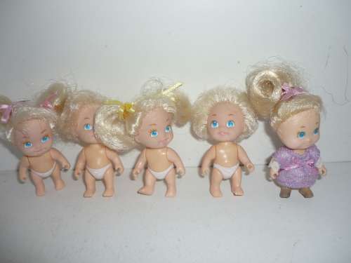 TYCO QUINTS TINY DOLLS-SET OF 5-WHITE DIAPERS