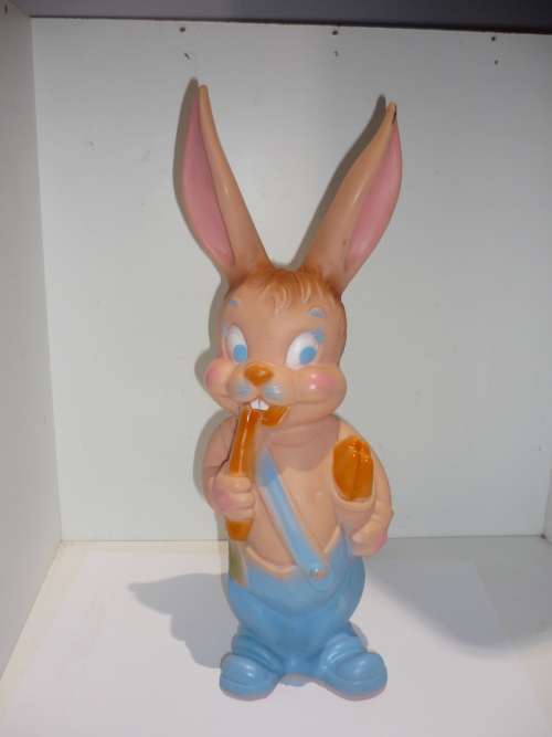 VINTAGE LARGE RUBBER RABBIT-31CM TALL