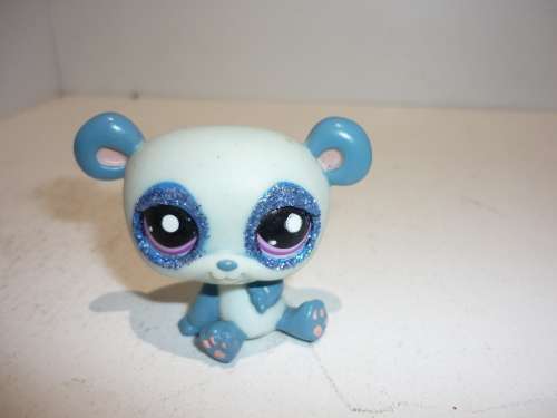 THE LITTLEST PET SHOP #2295-BLUE GLITTER PANDA BEAR-RARE