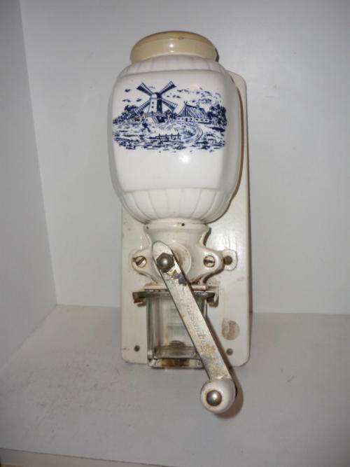 VINTAGE BLUE DELFT PORCELAIN COFFEE GRINDER-ZASSENHAUS